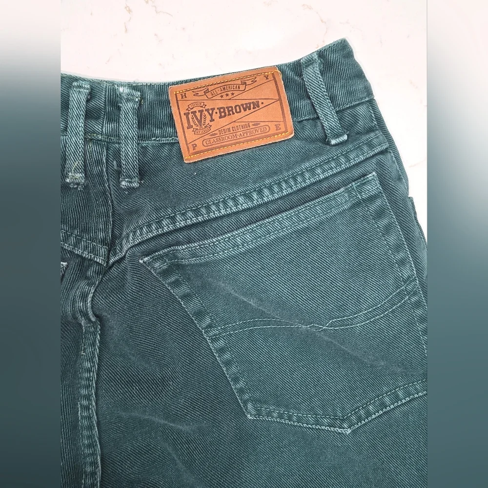VTG Y2K 90s IVY BROWN Dark Green Women’s Jeans Made in‎ USA